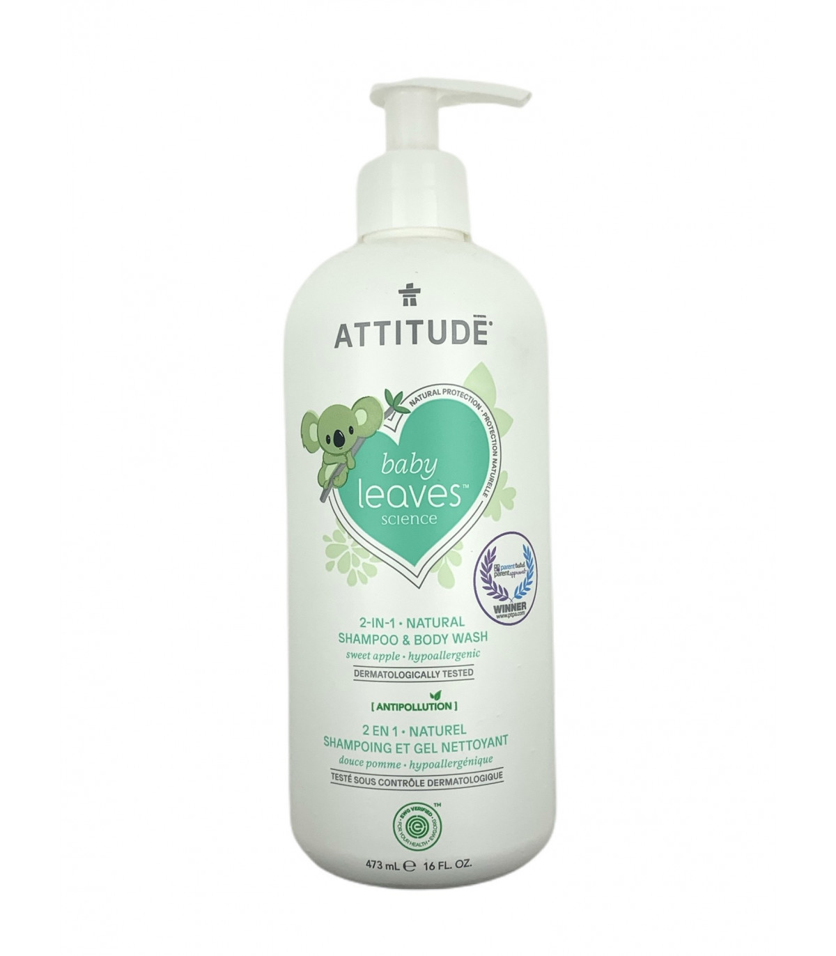 Attitude Shampoo Natural Y Gel De Bano Manzana 473ml 